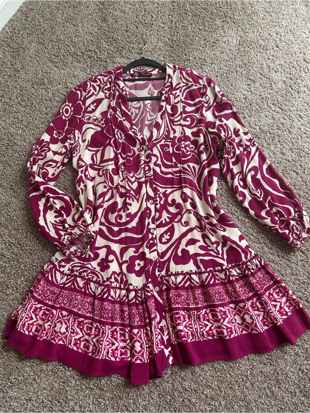 ZARA Printed Mini Dress – Tagged Size S (Fits M/L) 💗